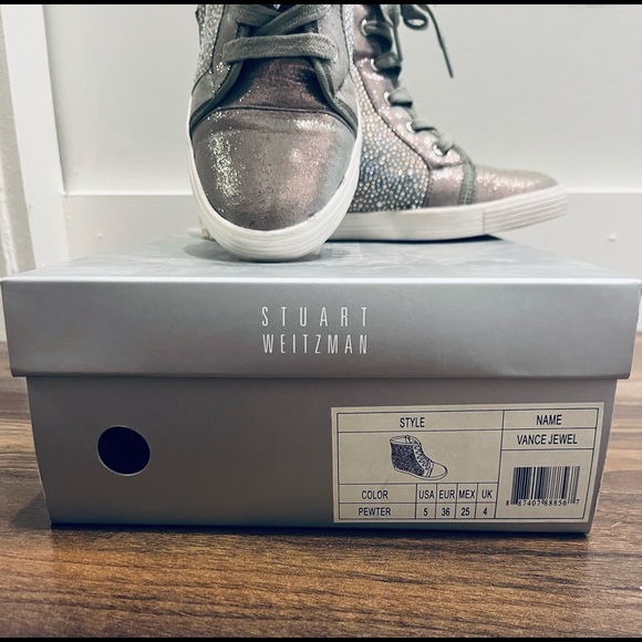 Stuart Weitzman Vance Jewel Hidden Wedge High Top Sneaker (Big kids) - Picture 7 of 11